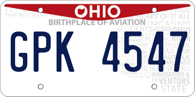 OH license plate GPK4547