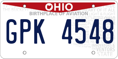 OH license plate GPK4548