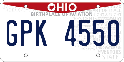 OH license plate GPK4550
