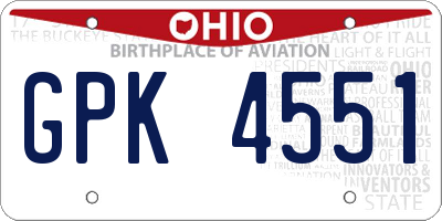 OH license plate GPK4551