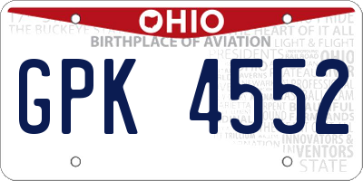 OH license plate GPK4552