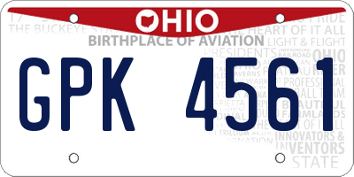 OH license plate GPK4561
