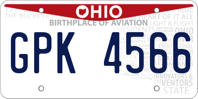 OH license plate GPK4566