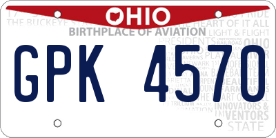 OH license plate GPK4570
