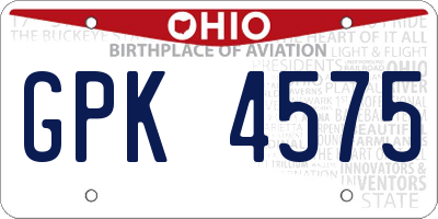OH license plate GPK4575