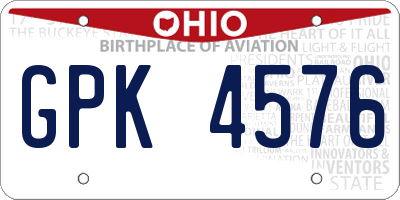 OH license plate GPK4576