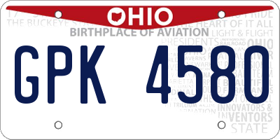 OH license plate GPK4580