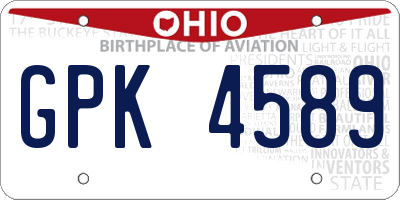 OH license plate GPK4589
