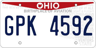 OH license plate GPK4592