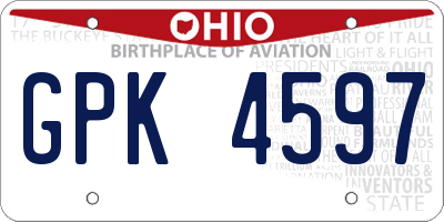 OH license plate GPK4597