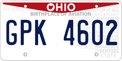 OH license plate GPK4602