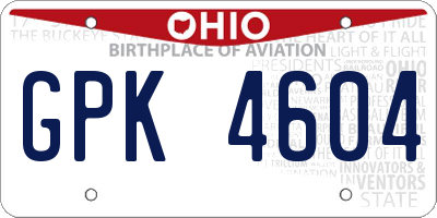 OH license plate GPK4604