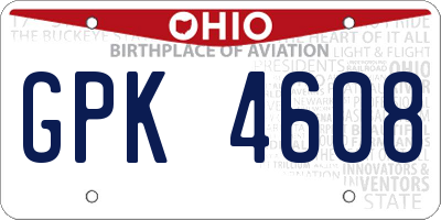 OH license plate GPK4608