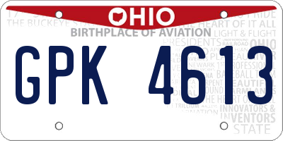 OH license plate GPK4613