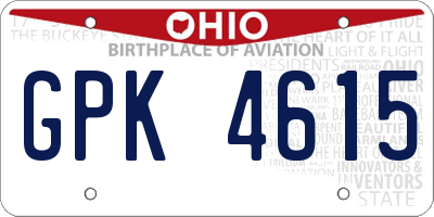 OH license plate GPK4615