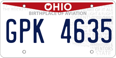 OH license plate GPK4635