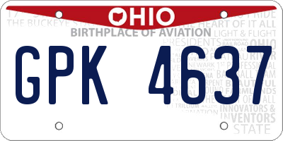 OH license plate GPK4637