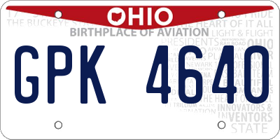 OH license plate GPK4640