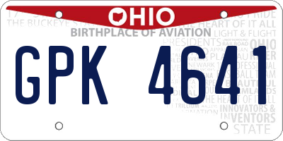 OH license plate GPK4641