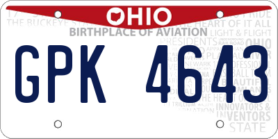 OH license plate GPK4643