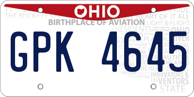 OH license plate GPK4645