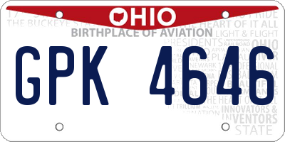 OH license plate GPK4646
