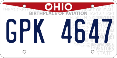 OH license plate GPK4647