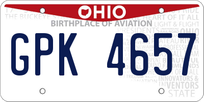 OH license plate GPK4657