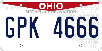 OH license plate GPK4666