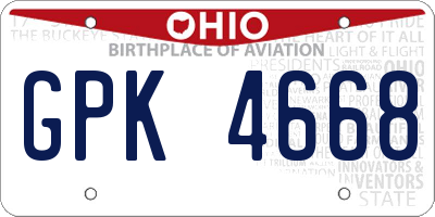 OH license plate GPK4668