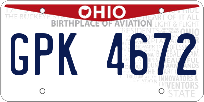 OH license plate GPK4672