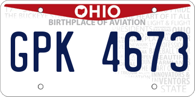 OH license plate GPK4673