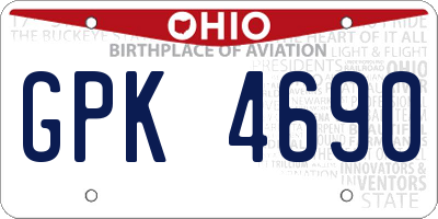 OH license plate GPK4690