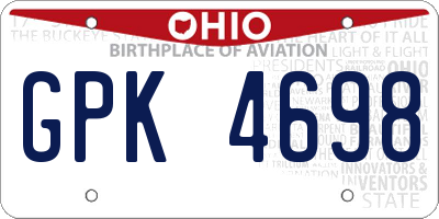 OH license plate GPK4698