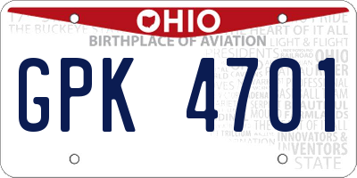 OH license plate GPK4701