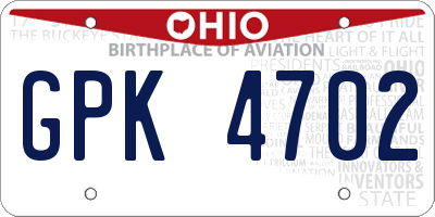 OH license plate GPK4702