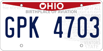 OH license plate GPK4703