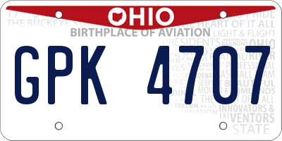 OH license plate GPK4707