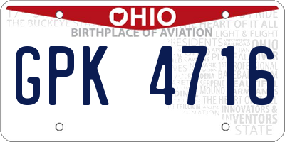 OH license plate GPK4716