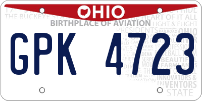 OH license plate GPK4723
