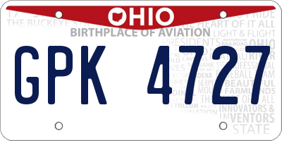 OH license plate GPK4727