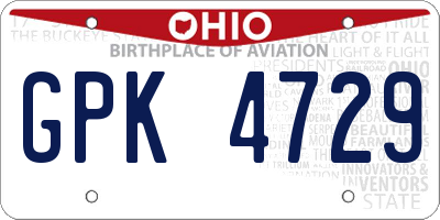 OH license plate GPK4729