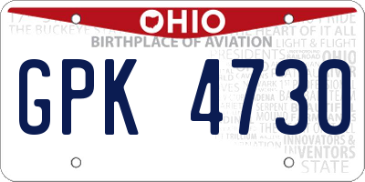 OH license plate GPK4730