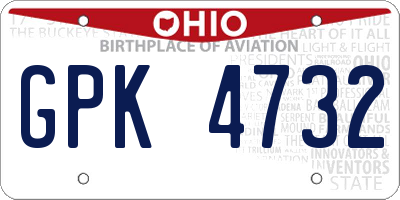 OH license plate GPK4732