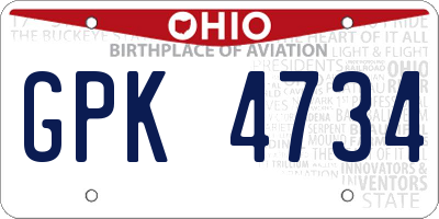 OH license plate GPK4734