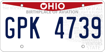 OH license plate GPK4739