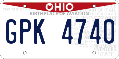 OH license plate GPK4740