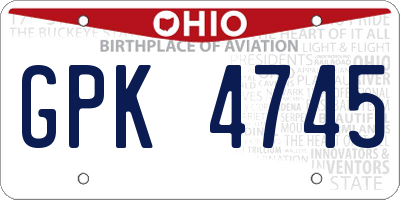 OH license plate GPK4745