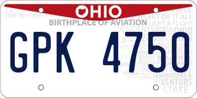 OH license plate GPK4750