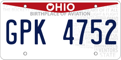 OH license plate GPK4752